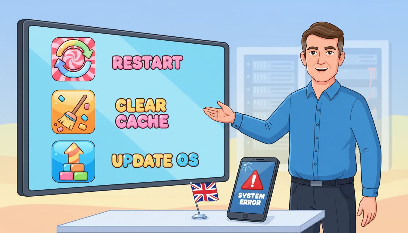 Troubleshooting icons for resolving app issues with UK context
